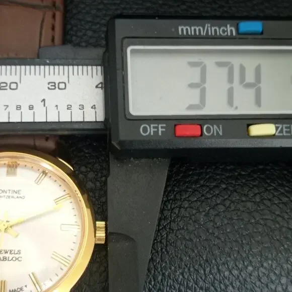 Vintage 1977 Montine Of SwitzerlandManual Mens Gold Watch W/Leather Strap